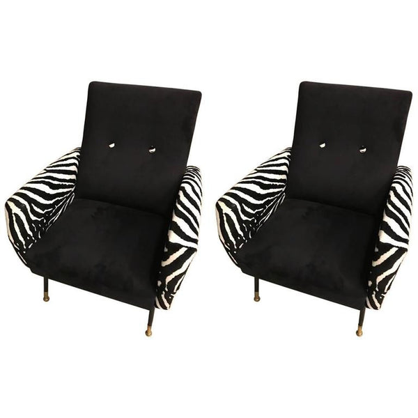 Art Deco Chair, Black, Zebra Pattern, Antique, Seating, outlets Decoration