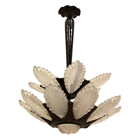 French Art Deco Two tiered Chandelier